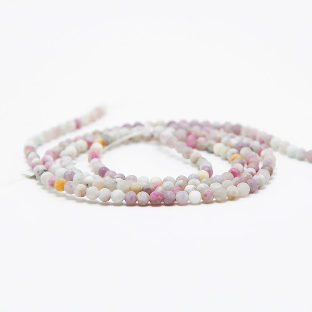Pink Tourmaline Matte Round Beads