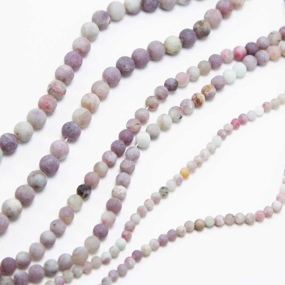 Pink Tourmaline Matte Round Beads