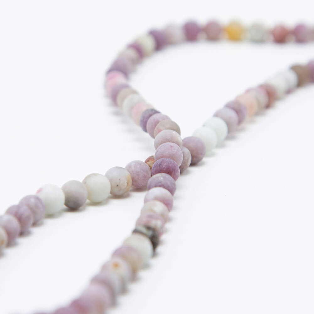 Pink Tourmaline Matte Round Beads