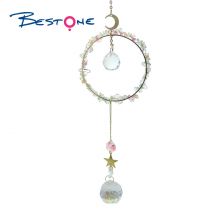 Crystal Suncatcher-Colorful Crackle Crystal Ring-Gold Plated-Total Length 45cm