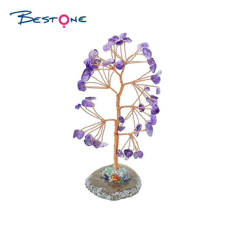 Gemstone Lucky Tree Agate Plate Base