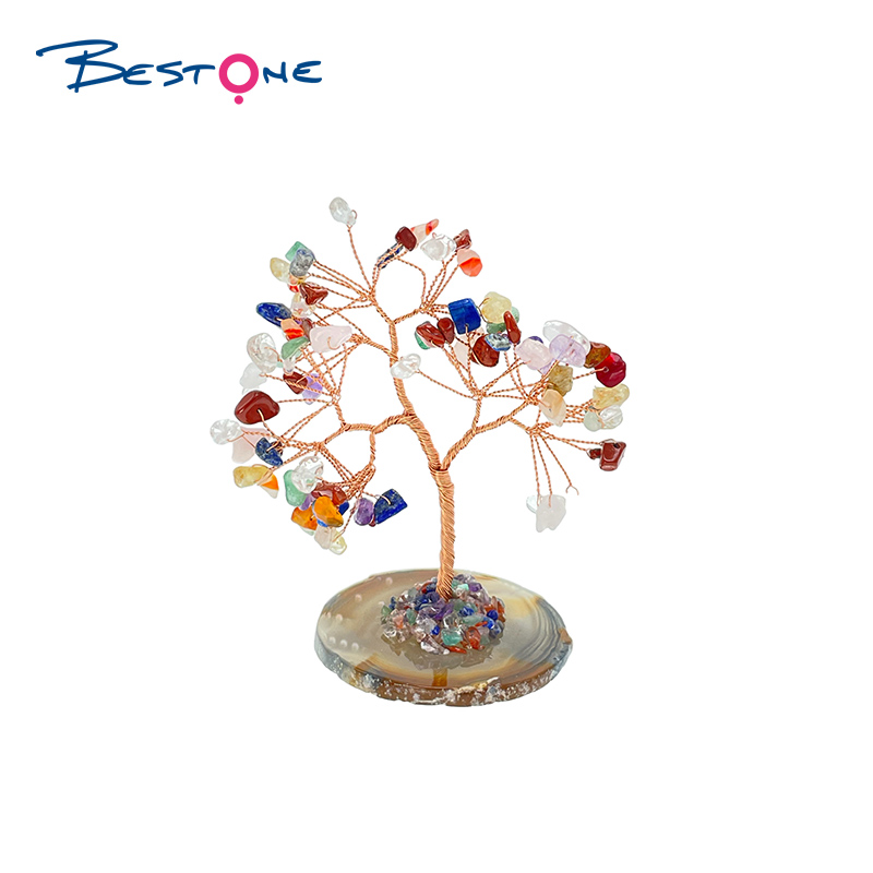 Agate baseplate gemstone auspicious tree