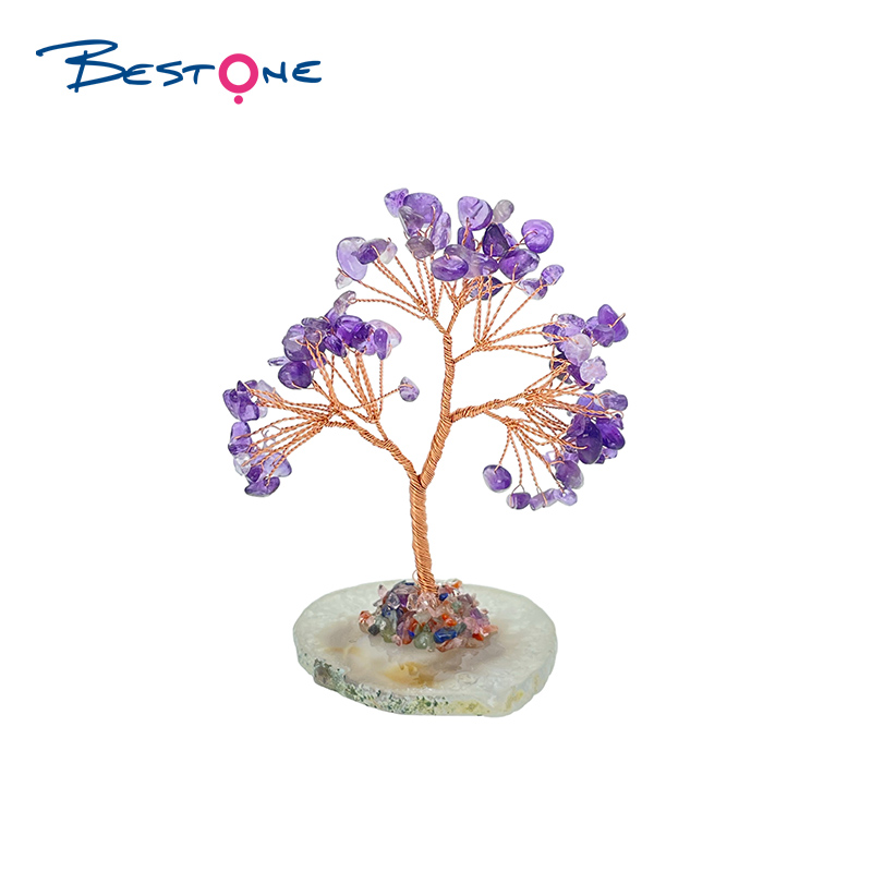 Agate baseplate gemstone auspicious tree