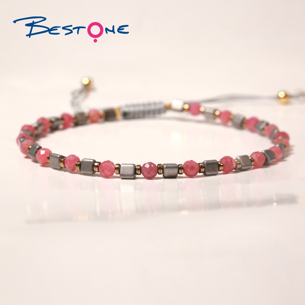 Bestone Custom Fashion Small Hand Hammer Face Crystal Shaped Bead Handmade Adjustable Bracelet for Women