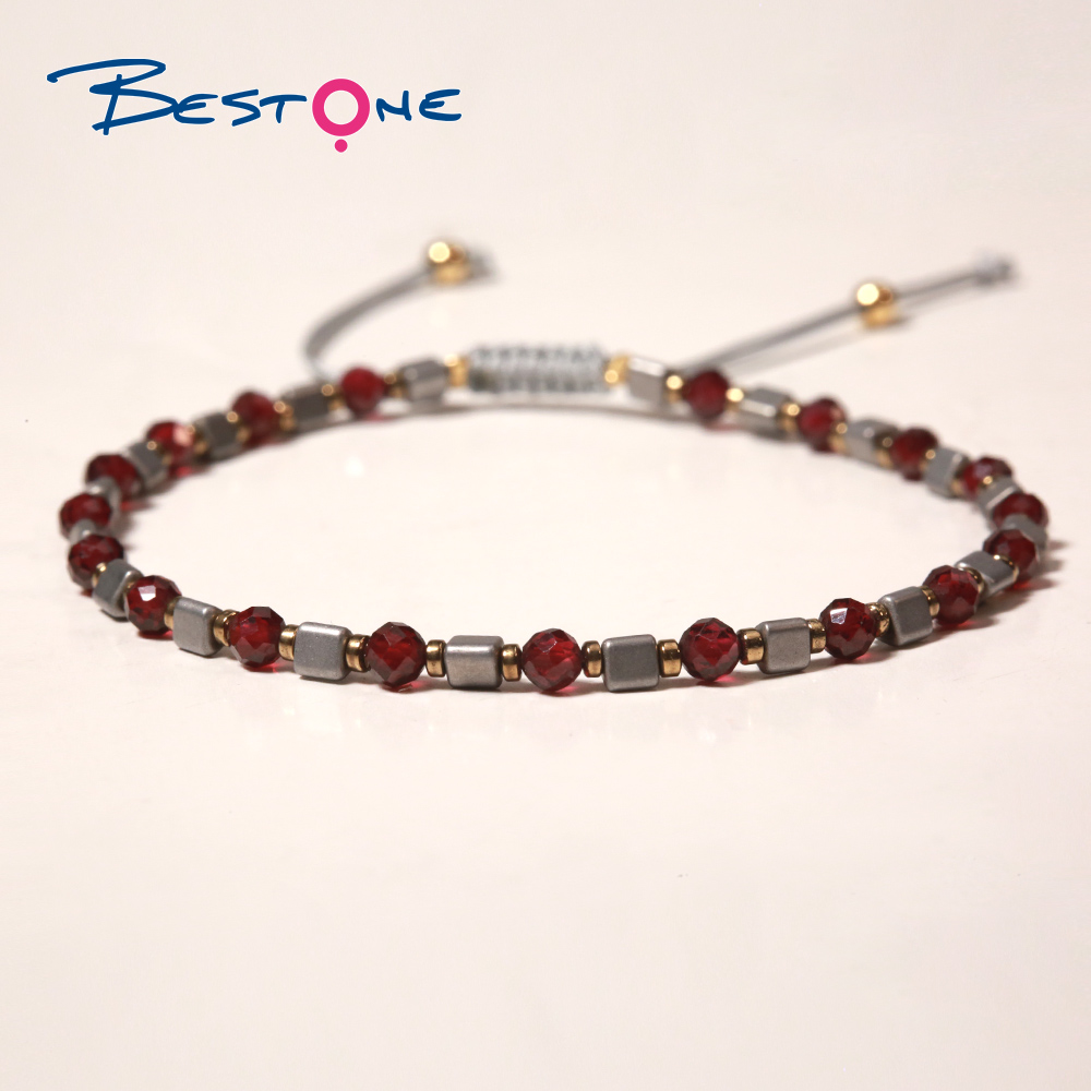 Bestone Custom Fashion Small Hand Hammer Face Crystal Shaped Bead Handmade Adjustable Bracelet for Women