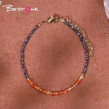 Bracelet - Red agate - faceted bead -3.5mm+ Hemitite - faceted bead -2mm+ copper bead -2mm-18+4.5cm Bracelet - Red agate - faceted bead -3.5mm+ Hemitite - faceted bead -2mm+ copper bead -2mm-18+4.5cm
