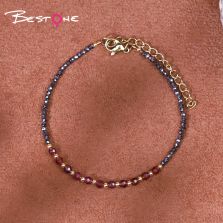 Bracelet - Garnet - faceted bead -3.5mm+ Hemitite - faceted bead -2mm+ copper bead -2mm-18+4.5cm Bracelet - Garnet - faceted bead -3.5mm+ Hemitite - faceted bead -2mm+ copper bead -2mm-18+4.5cm
