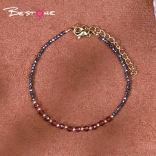 Bracelet - Garnet - faceted bead -3.5mm+ Hemitite - faceted bead -2mm+ copper bead -2mm-18+4.5cm