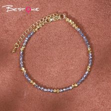 Bracelet - Hemitite - faceted beads - Silver -3mm+ copper plated gold flower beads -3mm-18+6cm Bracelet - Hemitite - faceted beads - Silver -3mm+ copper plated gold flower beads -3mm-18+6cm