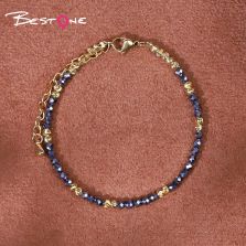 Bracelet - Hemitite - faceted bead - Gun black -3mm+ Copper plated gold flower bead -3mm-18+6cm Bracelet - Hemitite - faceted bead - Gun black -3mm+ Copper plated gold flower bead -3mm-18+6cm