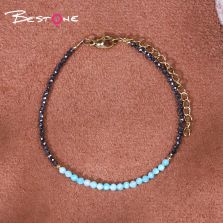 Bracelet - Material - faceted bead -3mm+ Hemitite - faceted bead - Gun black -2mm-18+5.5cm Bracelet - Material - faceted bead -3mm+ Hemitite - faceted bead - Gun black -2mm-18+5.5cm