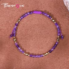Bracelet - Amethyst - faceted bead -3mm+ bead - faceted -3*5mm+ copper bead -2mm- Drawstring Bracelet - Amethyst - faceted bead -3mm+ bead - faceted -3*5mm+ copper bead -2mm- Drawstring