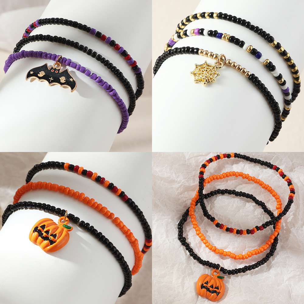 Halloween bracelet with bat ghost pumpkin charms pendants Sets