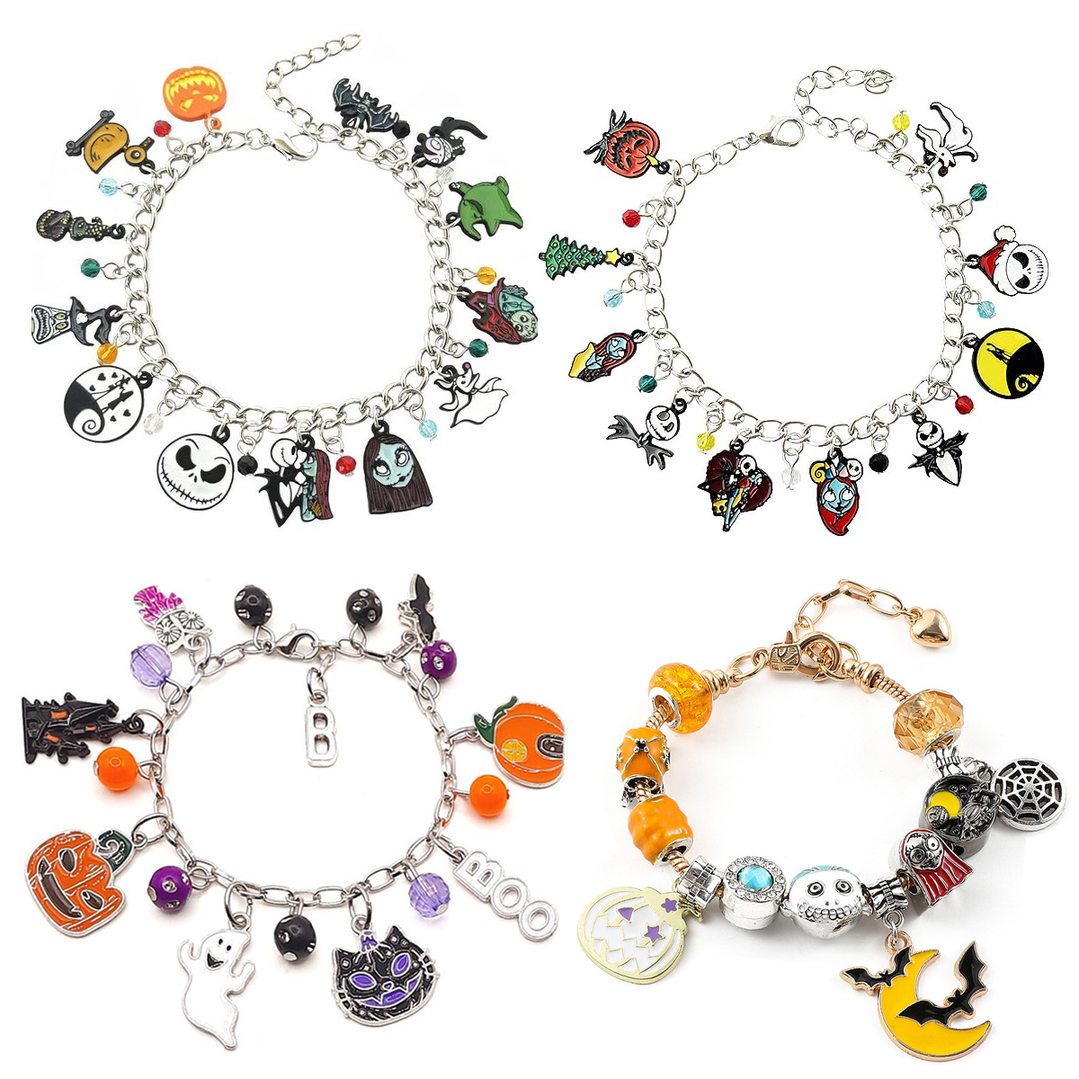 Alloy Halloween bracelet with pumpkin ghost charms