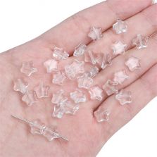 Glass Beads - Transparent Five-Pointed Star Shape - 8mm with 1mm Hole - Pack of 10