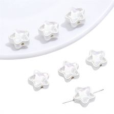 Glass & Alloy Pendant Set - Transparent Five-Pointed Star Beads, 12mm - 1mm Hole - Pre-Mounted on Alloy Bases - 10 Sets/Pack