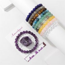 8mm Natural Stone Natural Crystal Raw Bead Bracelet Amethyst Elastic Bracelet 8mm Natural Stone Natural Crystal Raw Bead Bracelet Amethyst Elastic Bracelet