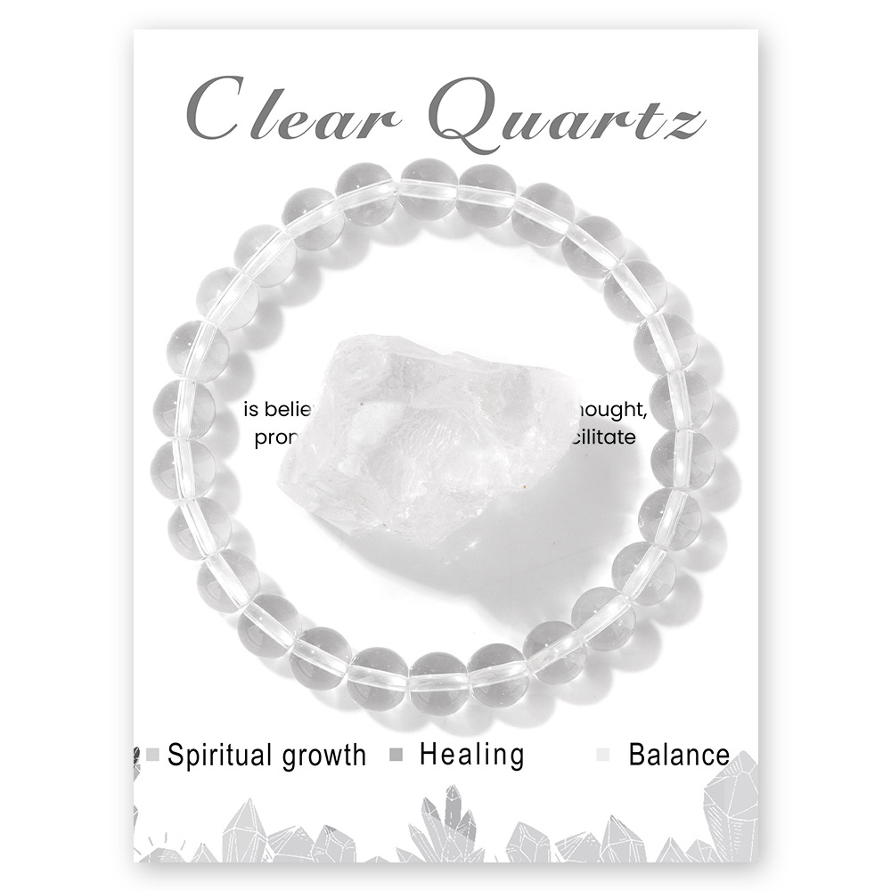 8mm Natural Stone Natural Crystal Raw Bead Bracelet Amethyst Elastic Bracelet