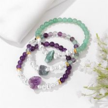 6mm Natural Amethyst Women's Bracelet Irregular Raw Stone 6mm Natural Amethyst Women's Bracelet Irregular Raw Stone