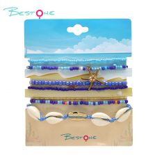 Pendant Bracelet Set with Shell and Starfish Charms - Blue Pendant Bracelet Set with Shell and Starfish Charms - Blue