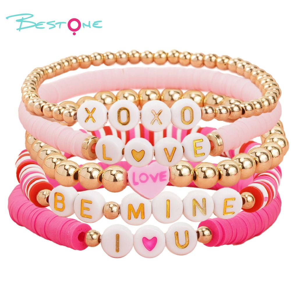 Valentine's Day Polymer Clay Bracelet with 