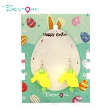 Fluorescent Green Bunny Earrings for Easter