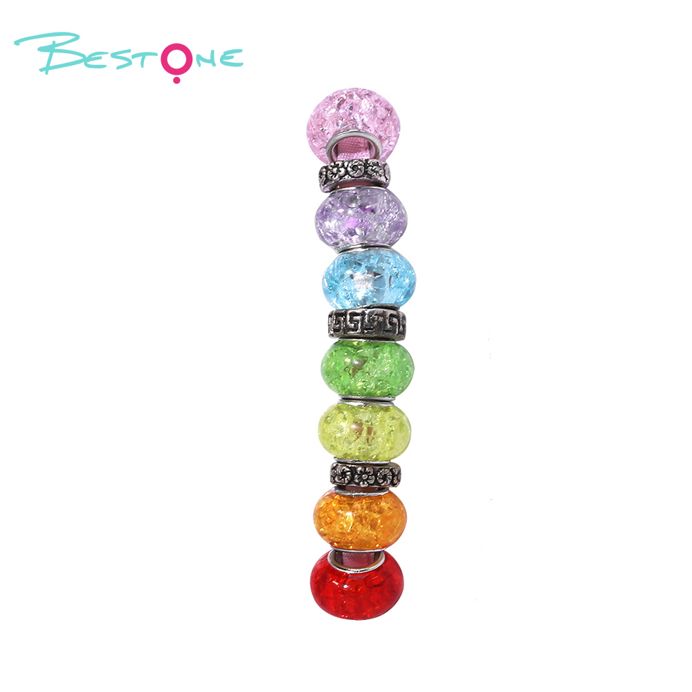 Large Hole Beads - Resin & Alloy Charm Beads Set - Purple/Light Green/Rainbow Mixed