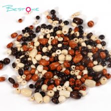 Bestone Mixed Natural Wooden Beads Set – 220 Pieces (Round Beads, Rice Beads, Abacus Beads) – 48g