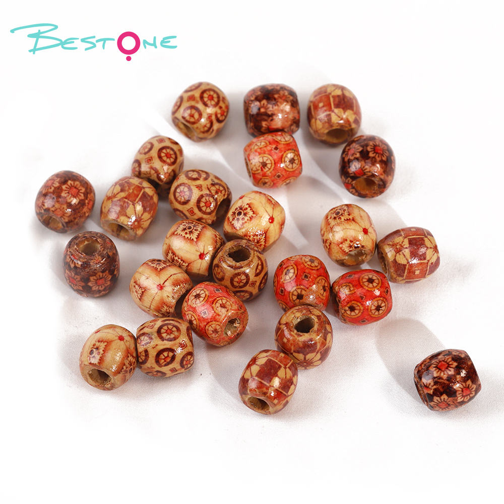 Bestone Mixed Natural Wooden Beads Set – 220 Pieces (Round Beads, Rice Beads, Abacus Beads) – 48g