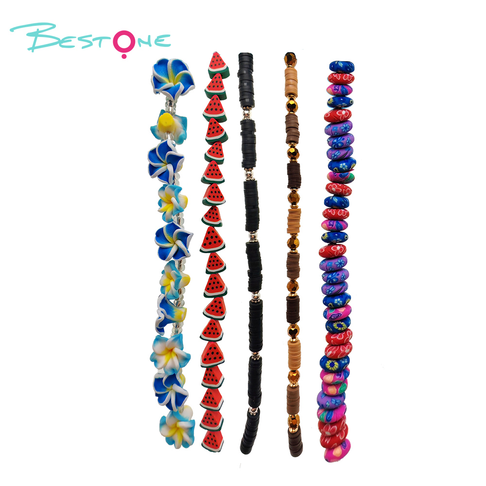 Bestone Stock Wholesale DIY Loose 3x8mm 7 Inches Beads Colored Clay beads Set