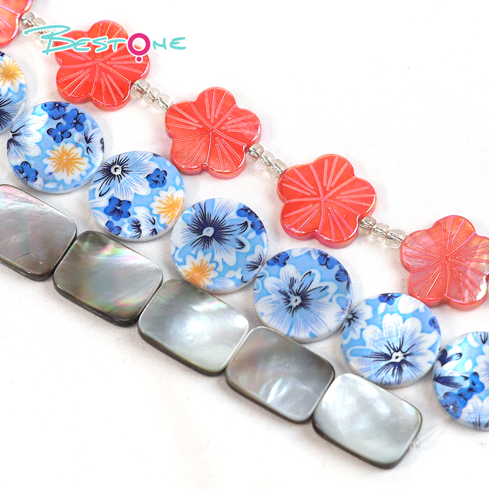 Bestone Wholesale Low Price Loose Beads 12 Inches 8mm Natural Shapes Mixed Beads Set