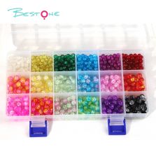 DIY Cracked Glass Bead Kit – Dual-Color 6mm/8mm Beads (450g, Approx. 960pcs) – Transparent PP Storage Box