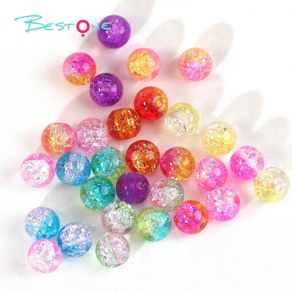DIY Cracked Glass Bead Kit – Dual-Color 6mm/8mm Beads (450g, Approx. 960pcs) – Transparent PP Storage Box