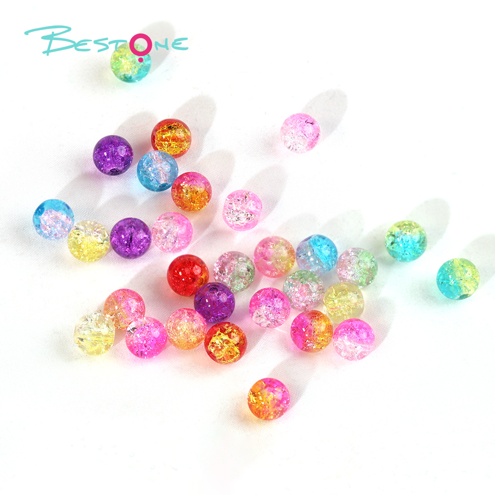 DIY Cracked Glass Bead Kit – Dual-Color 6mm/8mm Beads (450g, Approx. 960pcs) – Transparent PP Storage Box