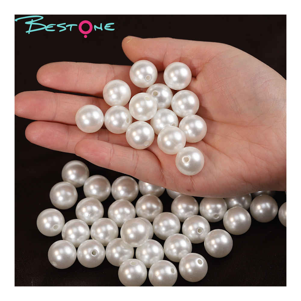 Plastic Imitation Pearl Beads Assortment Various Sizes & Colors