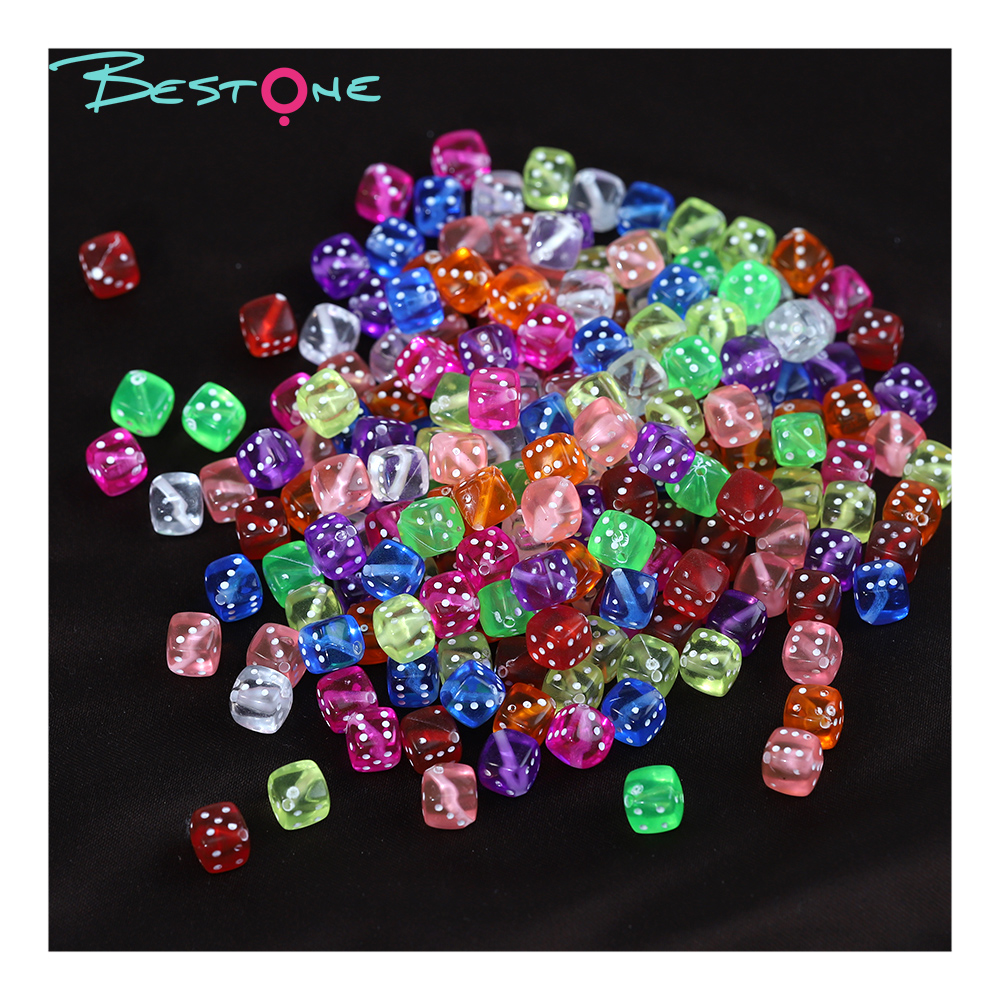 Bestone Plastic Cube Beads Assortment Dice & Letter Beads Various Colors & Sizes