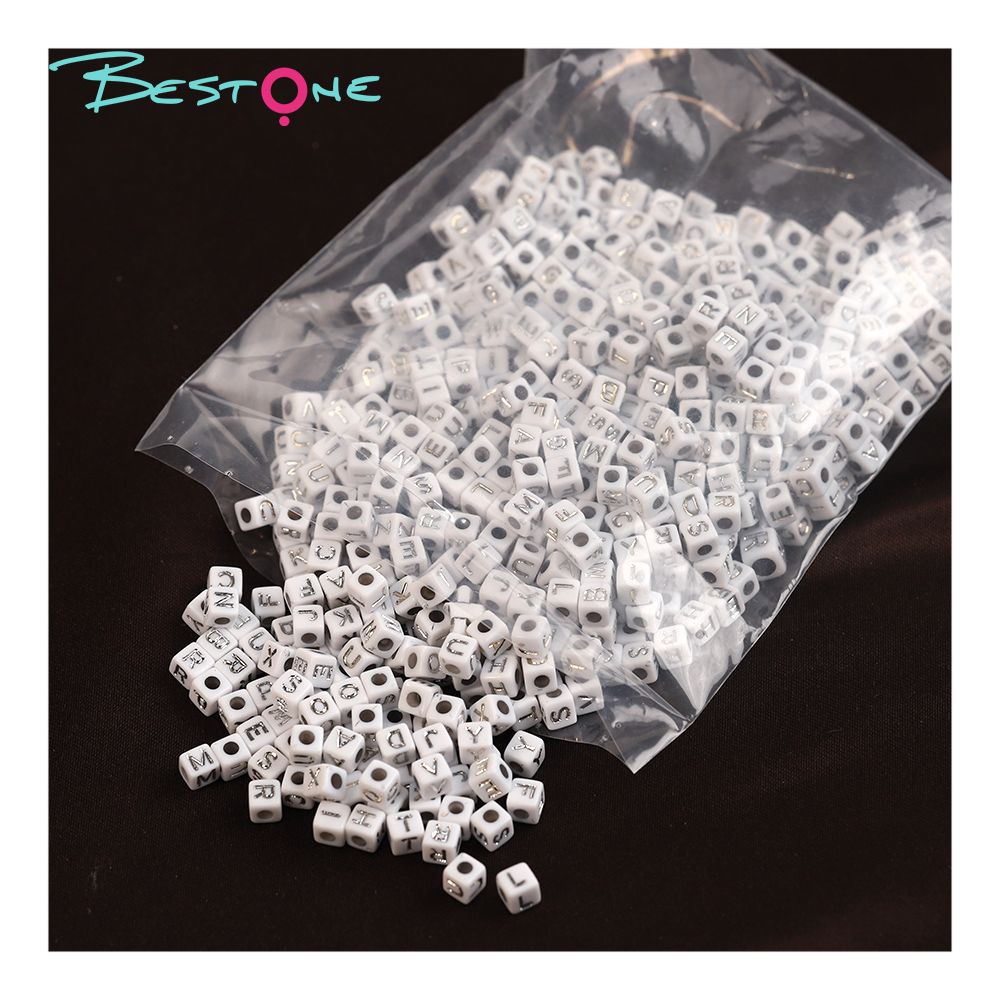 Bestone Plastic Cube Beads Assortment Dice & Letter Beads Various Colors & Sizes
