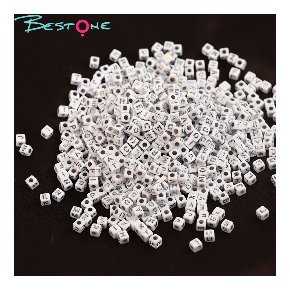 Bestone Plastic Cube Beads Assortment Dice & Letter Beads Various Colors & Sizes