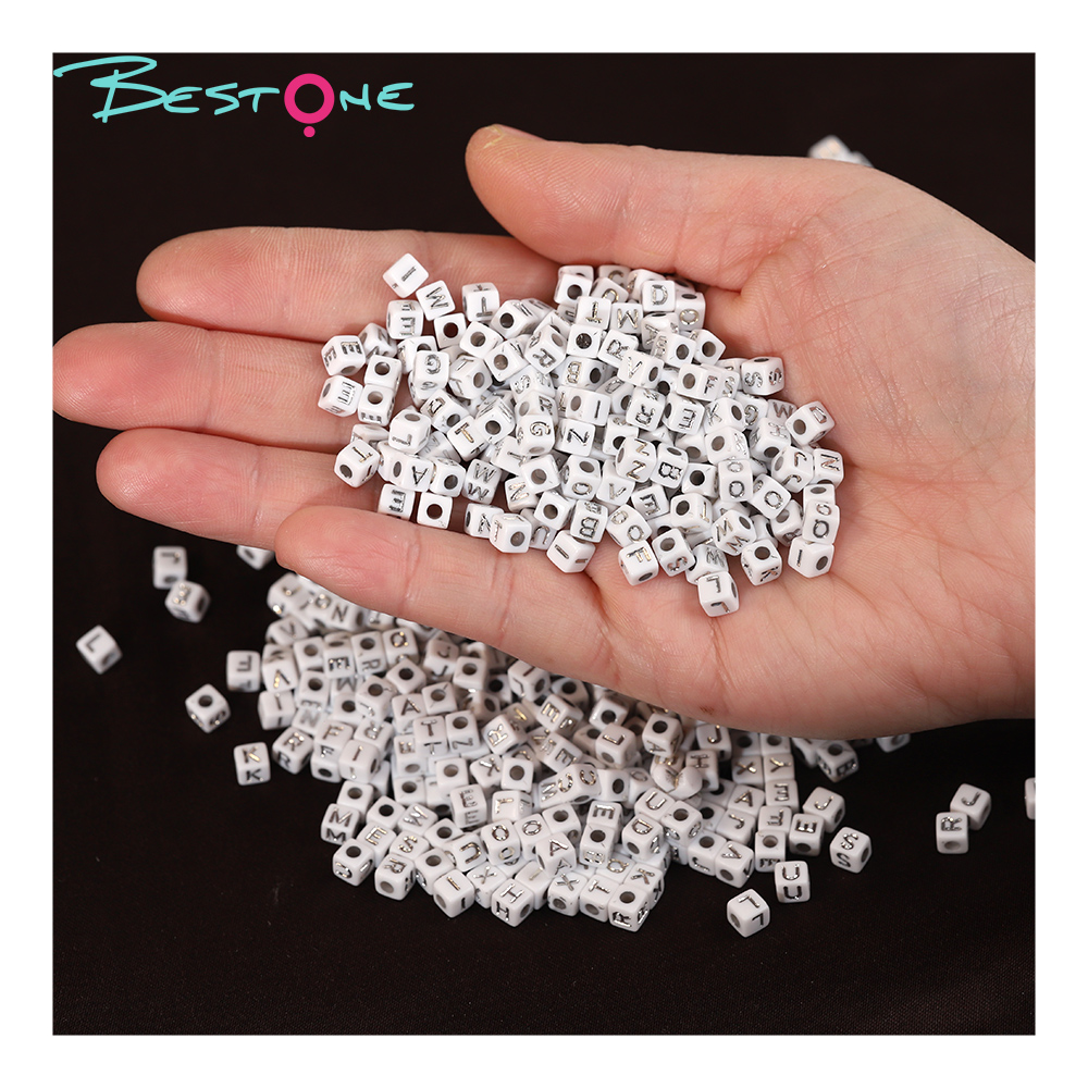 Bestone Plastic Cube Beads Assortment Dice & Letter Beads Various Colors & Sizes