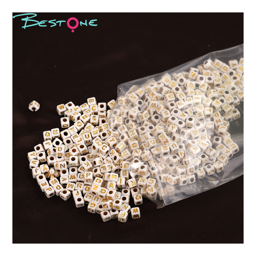 Bestone Plastic Cube Beads Assortment Dice & Letter Beads Various Colors & Sizes