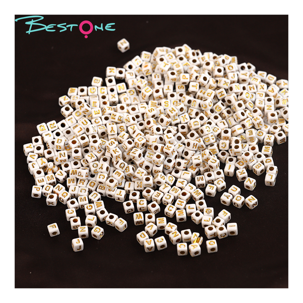 Bestone Plastic Cube Beads Assortment Dice & Letter Beads Various Colors & Sizes