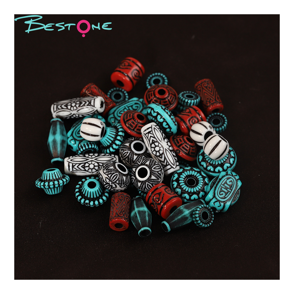 Mixed-Plating Acrylic CCB Beads Set Black Washed Finish, Various Shapes & Styles