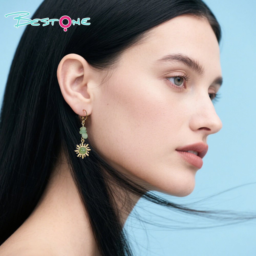 Sunstone Glow Cat Eye Drop Earrings – 5.5cm