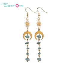 Celestial Harmony Drop Earrings – Moon & Sun Series – 10.5cm