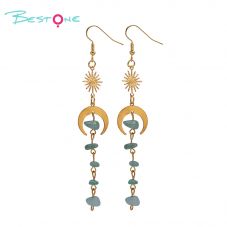 Celestial Harmony Drop Earrings – Moon & Sun Series – 10.5cm