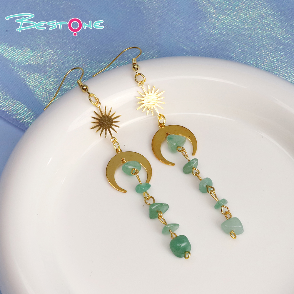 Celestial Harmony Drop Earrings – Moon & Sun Series – 10.5cm