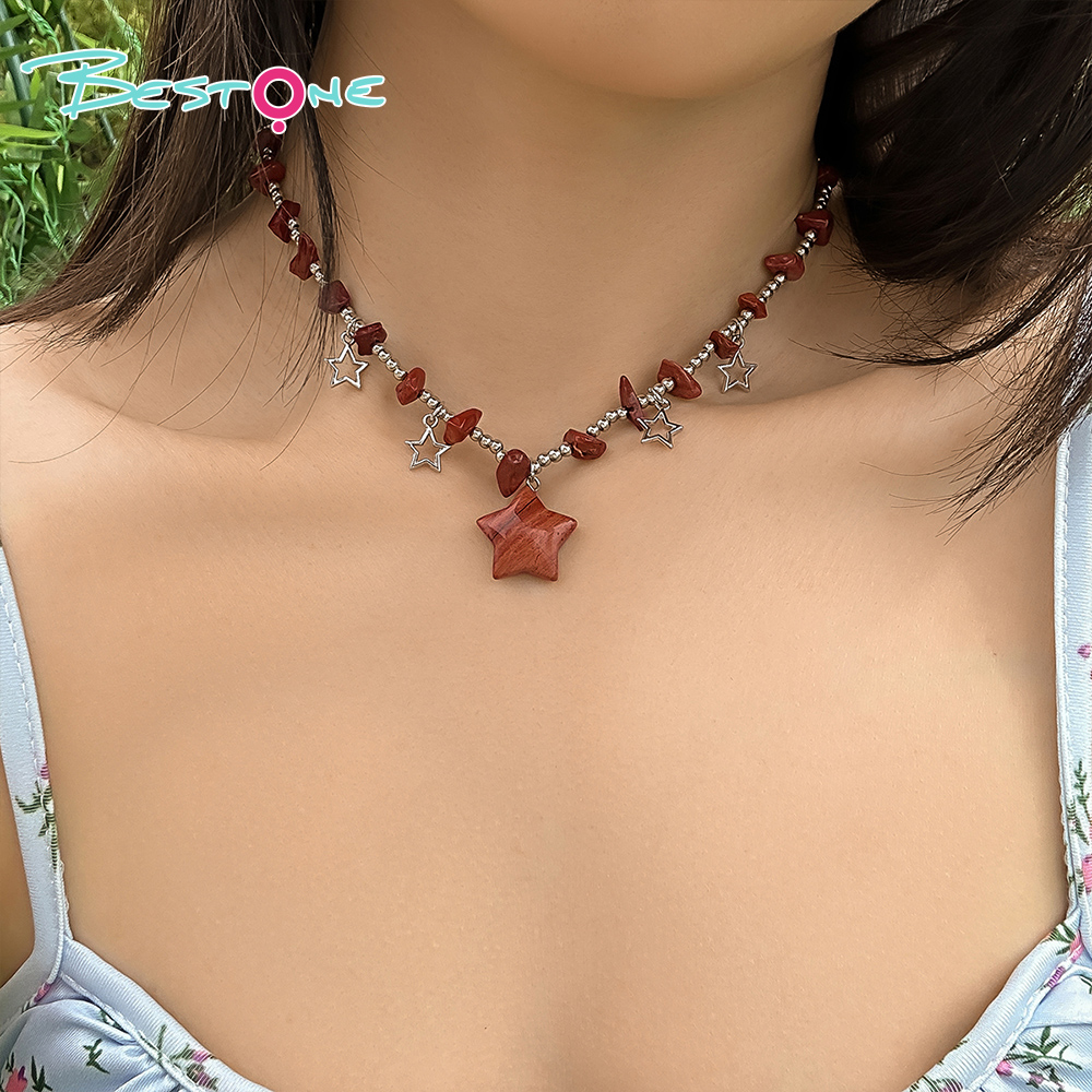 Starlight Guardian Natural Stone Pendant Necklace – 35+7cm