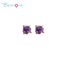 Raw Elegance Natural Gemstone Stud Earrings – Prong Set, 10–12mm