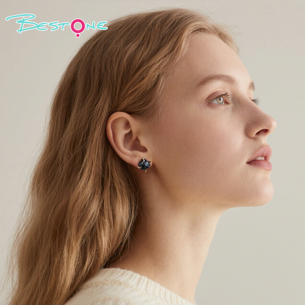 Raw Elegance Natural Gemstone Stud Earrings – Prong Set, 10–12mm