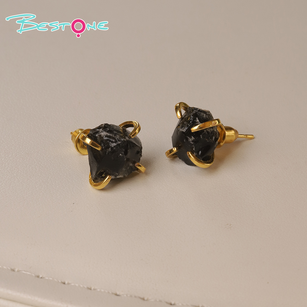 Raw Elegance Natural Gemstone Stud Earrings – Prong Set, 10–12mm